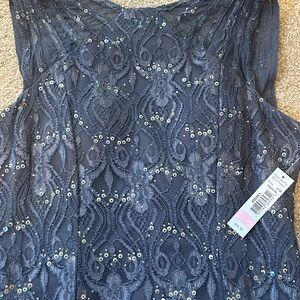 R&M Richards Charcoal Sequin Lace Dress